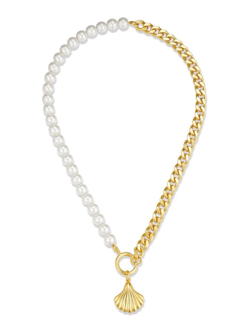 Shell Pearl Asymmetric Necklace